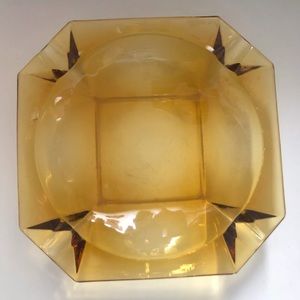 Vintage Amber Colored Glass Ashtray